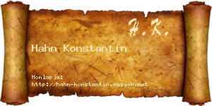 Hahn Konstantin névjegykártya